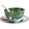 Set di stoviglie Regalo per famiglia europea 36 stoviglie in bone china Serie foresta pluviale tropicale Set di ciotole e cucchiai in ceramica