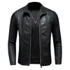 Men's Jackets Leather Jacket Men Stand Collar Slim Pu Fashion Motorcycle Causal Coat Mens Moto Biker 2023