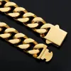 Chokers 18K Gold Plated Chunky Halsband Högt polerat rostfritt stål Miami Flat Curb Cuban Link -kedja för män 230404