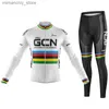 Cykeltröja sätter 2023 New Pro GCN Team Autumn Cycling Jersey Set Bib Pants Ropa Mountain Bike Jersey 9D Gel Cycling Pants Long Seve Suit Q231107