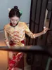 Etnische Kleding Bruid Phoenix Borduren Cheongsam Elegante Traditionele Chinese Toast Vrouwen Sexy Hoge Split Trouwjurk Tang Pak