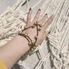 Link Bracelets Boho Ethnic Style Bells Integrated Long Rope Wrap Bracelet For Women Retro Simple Femme Dance Bangle Handknit Hand Chain