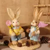 Sonstiges Event Party Supplies Jahr Ostern Stroh Kaninchen Dekoration mit Kleidung Happy Home Garden Wedding Ornament Po Requisiten Crafts Bunny 230406