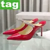 Klassiska London Dress Shoes Designer High Heel Luxury Women Shoes With Crystal Strap Slides Stiletto Heels Bing 100 85 65 Mules Crystal Strap Wedding Party Slippers