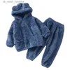 Kläder sätter barnens höst- och vinterplysch hemkläder plysch och tjock pyjama set baby varm pyjamas r231106