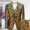 Men's Suits Thorndike Men Mariage Collar Jacket Trousers Waistcoat Male Business Casual Floral Wedding Blazers Coat Vest Pants 3 Piece