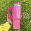 40oz rostfritt stål glitter tumbler med handtag lock halm stor kapacitet skimmer glansig vattenflaska utomhus camping kopp vakuum ins258q