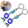 Keychains Lanyards L Evil Eyes Keychain Lucky Eye Key Ring Blue Turkish Amet Pendant Beads Keyring Craft Decoration Jewelry Drop Deliv Am98N