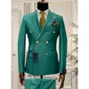 Ternos masculinos azul marinho vermelho verde duplo breasted fino ajuste masculino casamento smoking noivo festa de negócios traje de baile homme homem blazer