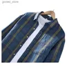 Men's Casual Shirts Spring Autumn Korean Style New Men's Stripe Pocket Patchwork Linen 100% Shirts Long Sleeve Loose Casual Men High Street Clothes Q231106