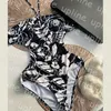 Sexy licou une pièce maillots de bain femmes creux dos nu Bikinis classique imprimé Pad natation Biquinis en plein air plage maillot de bain femmes