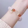 Charm Bracelets Rabbit/Beach Natural Rose Quartz/Agate/Strawberry Crystal/Chalcedony Bead Chain Bracelet Women's Exquisite Jewelry YBR752 230406