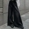 Kvinnors jeans kvinnor hög midja 2023 full längd bred ben lösa denim byxor vintage burr streetwear svarta byxor dropptopp