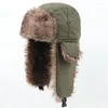 Берец зима теплые шляпы бомбардировщика для мужчин модные русские ушные клапаны для ушей