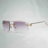 Luxury designer summer sunglasses Vintage Rimless Square Men Oculos Diamond Cutting Lens Shape Shade Metal Frame Clear Glasses for Reading Gafas