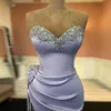 Lilac Long Mermaid Prom Dress Satin Sweetheart Beads High Side Split Red Carpet Sexy Evening Gonws Formal Occasion Dresses