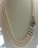 Chains Wholesale High Quality 3rows Natural 9-10mm White Freshwater Pearl With Nice And Fashionable Clap Necklace 003