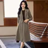 Robe de deux pièces Petit parfum Ensemble Femmes Automne Hiver Double Boutonnage Blazers Manteaux Mi-A-Ligne Jupe Costume Élégant Bureau Dame