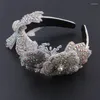 Hair Clips Fashion Baroque Inlaid Color Rhinestone Crystal Flower Leaf Pearl Tassel Headband Ladies Prom Travel Headwear 854