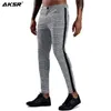 Herren-Chinos, schmale Passform, schmale Chino-Jogginghose, Streetwear, Super-Stretch-Bleistifthose für Herren, karierte Freizeithose mit Seitenstreifen, 2253k