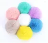 Keychains 10pcs/lot DIY Faux Fur Pompom Artificial Polyester Balls Pom Poms For Hats Cap Scarf Gloves Keychain 6-10cm H296