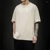 Herenpakken B1827 Zomer T-shirt 2023 Mode Effen Heren Oversized Hip Hop Korte Mouw Casual Katoenen Streetwear