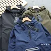 Men's Jackets Luxury Spring Autumn Men's Jacket Fashion Double Zip Hooded Outdoor Black Coat Pocket Sportswear Denim