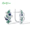 Stud santuzza Gümüş Küpe Kadınlar için Pure 925 Sterlling Gümüş Köpüklü Mavi Yeşil Spinel Beyaz CZ Küpeler Charming Fine Jewelry 230404