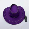 Berretti LED Cappello a cilindro Western Cowgirl Tesa larga Glowing Fashion Fedora Musical Festival Party Novità Cosplay Copricapo