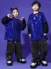 Stage Wear Ballroom Hip Hop Costumes de danse pour enfants Blue Paillettes Tops Cargo Pantalon Costume Filles Jazz Rave Vêtements Streetwear DN16531