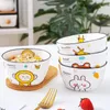 Ciotole Ciotola per zuppa di riso in ceramica giapponese Piccolo simpatico cartone animato Stoviglie in porcellana bianca Colazione per bambini Utensili da cucina Stoviglie