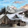 Tapeten Custom 3D Po Wallpaper Abstrakte einfache handgemalte Landschaft The Red Sun Rises Wandbild Home Decor Papers