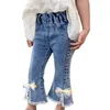 Jeans Girls 'Söta mjuka jeans Fashion Tenor Children's Wild Elastic Mini Flash Pants 6T Girls' Autumn Clothing 230406