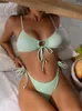 Dames badmode 2023 Split Multolor Sexy Women Bikini Ice Silk Swimsuit Fashion Braziliaans strand Badende pak Beachwear