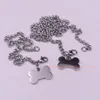 Комплект ожерелья и серег для женщин из нержавеющей стали, собачья кость, бирка Rolo, звено цепи и браслет