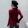 Mulheres Camisetas Outono Inverno Roupas Europeias Lã Girando T-shirt Chic Sexy Zipper Diamantes Brilhantes Tops Bottoming Camisa Elástica Tees 006