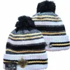 Hommes tricotés à revers Pom New Orleans Bonnets NO Bobble Hats Sport Knit Hat Rayé Sideline Laine Chaud Baseball Bonnets Cap Pour Femmes A8