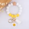 Bracelets porte-bonheur perles de silicium porte-clés bracelet pour femmes filles mode sac clé pendentif tournesol perlé bracelet accessoire