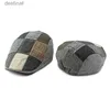 Berets 2023 Autumn and Winter Cotton Geometry Print Newsboy Caps Flat Peaked Cap Men and Women Painter Beret Hats 158L231106