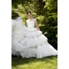 Casual Dresses Arabia Bridal Abiye Vestido De Noiva Dress White O Neck Romantic Wedding Gowns Lace Ruffle Long Tail