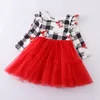 Girls Dresses Girlymax Christmas Winter Baby Milk Silk Santa Wine Tree Tutu Skirt Twirl Dress Knee Length Kids Clothing 230406