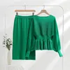 Dames Tweedelige Broek Gebreide Rok Set Dames Zwart Wit Roze Groen Zomerpak Gebreid 2 En Tops Bijpassend Voor