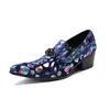 Klädskor män slip-on color mönster loafers italiensk designer formell pekad tå parti falt affärsarbete oxfords