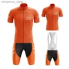 Cycling Jersey Sets NEW Orange Cycling Jersey Set Short Seve Maillot Ropa Ciclismo Mens Bike Team Uniform Summer Breathab Cycling Clothing Suit Q231107