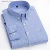 Camisas casuais masculinas camisa casual de botão para baixo confortável oxford camisas de manga longa de alta qualidade bolso único remendo camisas inteligentes de fácil cuidado Q231106