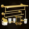 Badzubehör-Set Badezimmer-Hardware Handtuchhalter Papierhalter Bar Eckregal Toilettenbürste Goldenes Kupfer-Zubehör