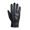 Five Fingers Gloves Men's Genuine Leather Real Sheepskin Black Button Wool Lining Winter Warm Mittens