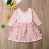 Mädchen Kleider 2023 Mode Kinder Blume Langarm Spitze Mädchen Party Kleid Hochzeit Brautjungfer Prinzessin