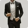 Herrdräkter klassiska svarta män för bröllop dubbelbröst väst Slim fit Groom Tuxedo Terno Masculino vintage kostym Homme 3 -styck
