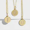 Chains Gold Plated Good Quality Brass A-Z Letter Round Discs Charm O Chain Necklace Women Men 2023 Fashion Copper Jewelry Gift